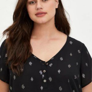 Torrid BLACK CACTUS HIGH-LOW GEORGETTE BLOUSE